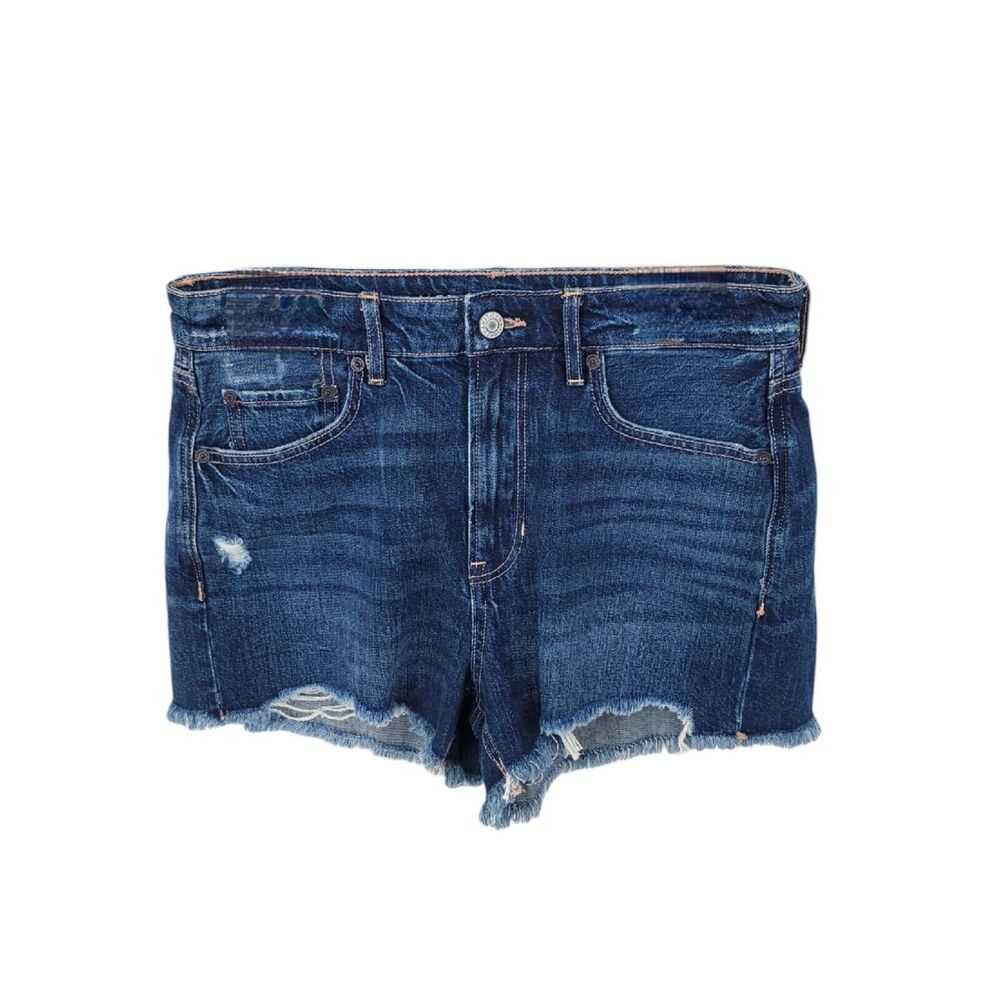 American Eagle Denim Shorts Womens 6 Tomgirl High Rise Cutoff Distressed Logo
